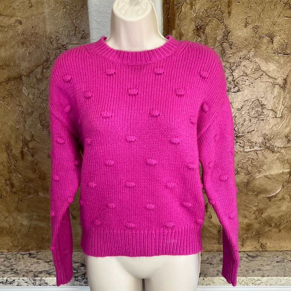 NWT Ann Taylor Bobble Knit Sweater Womens XS Pink Crew Neck Preppy Barbiecore - Picture 2 of 13